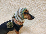 Knitted Dog Christmas Elf Hat with Pompom: Pet Xmas Photo Prop