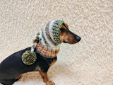 Knitted Dog Christmas Elf Hat with Pompom: Pet Xmas Photo Prop