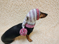 Winter Knitted Dog Clothes Hat with Pom Pom, christmas santa hat for dog, santa hat for dachshund