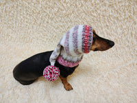 Winter Knitted Dog Clothes Hat with Pom Pom, christmas santa hat for dog, santa hat for dachshund