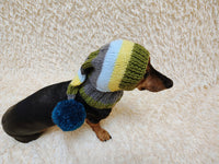 Winter Knitted Dog Clothes Hat with Pom Pom, christmas santa hat for dog, santa hat for dachshund