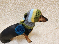 Winter Knitted Dog Clothes Hat with Pom Pom, christmas santa hat for dog, santa hat for dachshund