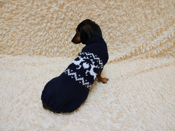 Christmas dog sweater with reindeer Norwegian pattern jumper for dachshund