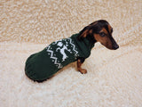 Christmas dog sweater with reindeer Norwegian pattern jumper for dachshund