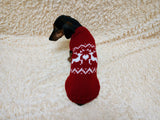 Christmas dog sweater with reindeer Norwegian pattern jumper for dachshund