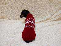 Christmas dog sweater with reindeer Norwegian pattern jumper for dachshund