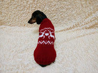 Christmas dog sweater with reindeer Norwegian pattern jumper for dachshund