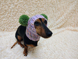 Winter wool melange aran hat for dog with two large pompoms
