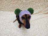 Winter wool melange aran hat for dog with two large pompoms