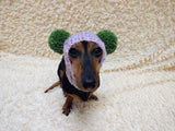 Winter wool melange aran hat for dog with two large pompoms
