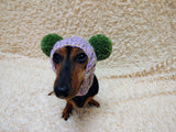Winter wool melange aran hat for dog with two large pompoms