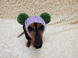 Winter wool melange aran hat for dog with two large pompoms