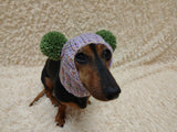 Winter wool melange aran hat for dog with two large pompoms