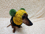 Winter wool melange aran hat for dog with two large pompoms