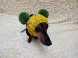 Winter wool melange aran hat for dog with two large pompoms