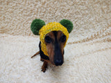 Winter wool melange aran hat for dog with two large pompoms
