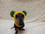Winter wool melange aran hat for dog with two large pompoms