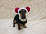 Winter wool melange aran hat for dog with two large pompoms