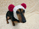 Winter wool melange aran hat for dog with two large pompoms