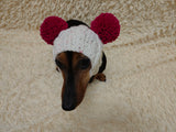 Winter wool melange aran hat for dog with two large pompoms