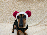 Winter wool melange aran hat for dog with two large pompoms