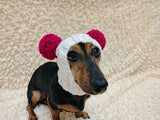 Winter wool melange aran hat for dog with two large pompoms