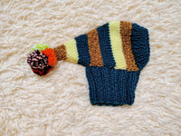 Christmas rainbow striped Santa hat for dog with pom poms