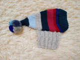 Christmas rainbow striped Santa hat for dog with pom poms