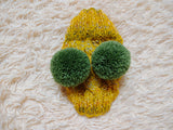 Winter wool melange aran hat for dog with two large pompoms
