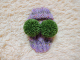 Winter wool melange aran hat for dog with two large pompoms