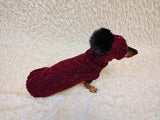 Angora Sequin Dog Costume Sweater and Pom-Pom Hat