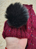 Angora Sequin Dog Costume Sweater and Pom-Pom Hat