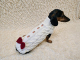Christmas Dog Sweater, Aran Knit Bow, Deer Decoration