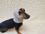 Warm winter dog hat with arans, hat for dachshund