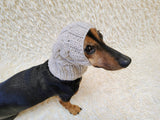 Warm winter dog hat with arans, hat for dachshund