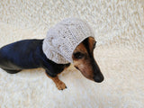 Warm winter dog hat with arans, hat for dachshund