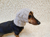 Warm winter dog hat with arans, hat for dachshund