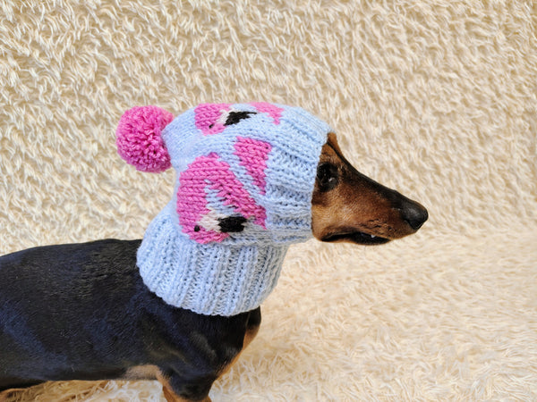 Flamingo knitted hat for dogs