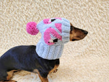 Flamingo knitted hat for dogs