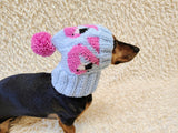 Flamingo knitted hat for dogs