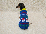 Santa Bear Christmas sweater for dog bright festive costume , Holiday  New Year warm clothes pet apparel outfit dachshund jamper photo shoot