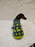 Snowflakes dinosaurs trees Christmas sweater for dog bright festive costume , Holiday  New Year clothes pet apparel outfit dachshund jamper