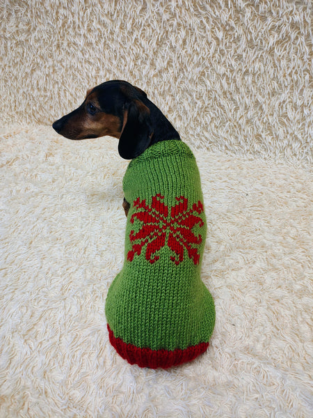 Snowflakes Christmas sweater for dog bright festive costume , New Year's warm clothes pet apparel outfit dachshund jamper for photo shoot