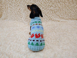 Tree squirrel snowflake Christmas sweater for dog bright festive costume , Holiday New Year clothes pet apparel outfit dachshund jamper