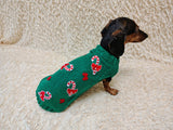 Santa tick and bows Christmas sweater for dog bright festive costume , Holiday New Year warm clothes pet apparel outfit dachshund jamper