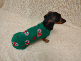 Santa tick and bows Christmas sweater for dog bright festive costume , Holiday New Year warm clothes pet apparel outfit dachshund jamper