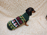 Christmas sweater for dog bright festive costume , Holiday New Year warm clothes pet apparel outfit dachshund jamper photo shoot