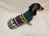 Christmas sweater for dog bright festive costume , Holiday New Year warm clothes pet apparel outfit dachshund jamper photo shoot