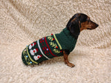 Christmas sweater for dog bright festive costume , Holiday New Year warm clothes pet apparel outfit dachshund jamper photo shoot