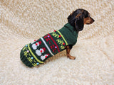 Christmas sweater for dog bright festive costume , Holiday New Year warm clothes pet apparel outfit dachshund jamper photo shoot